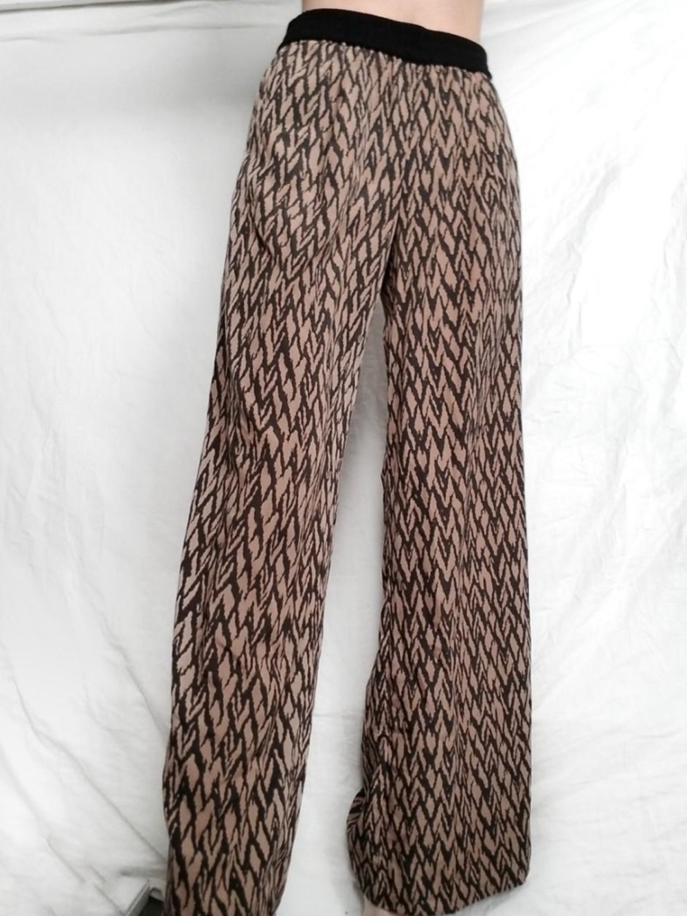 Sanctuary Beige and Black Wide Leg Patterned Geometric Palazzo Women’s Pants Sm